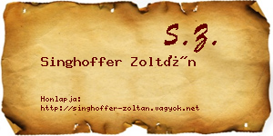 Singhoffer Zoltán névjegykártya